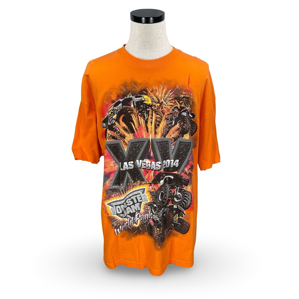 Monster Jam World Finals XV Las Vegas 2014 Orange Graphic T-Shirt‎ Mens 2XL XXL